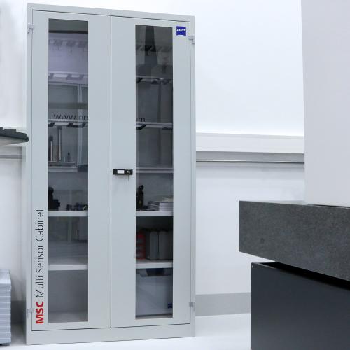 Glass door probe cabinet product photo Back View L