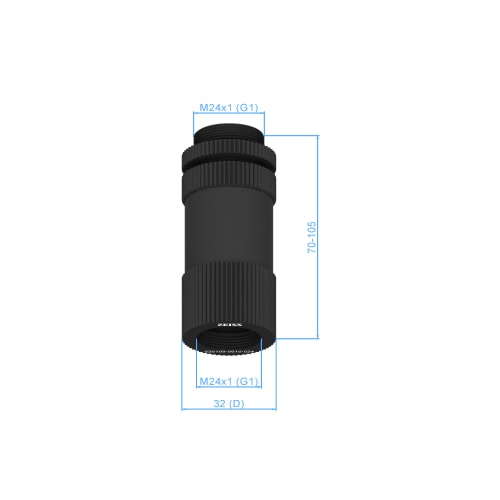 Screw-jack - adjustable 70-105mm, Connection M24x1 product photo Back View L