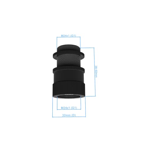 Screw-jack - adjustable 38-50mm, Connection M24x1 product photo Back View L